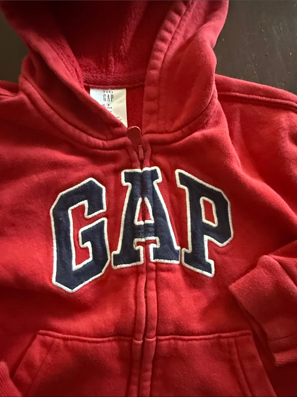 GAP Bright Red Kids Zip Hoodie with Contrast Logo